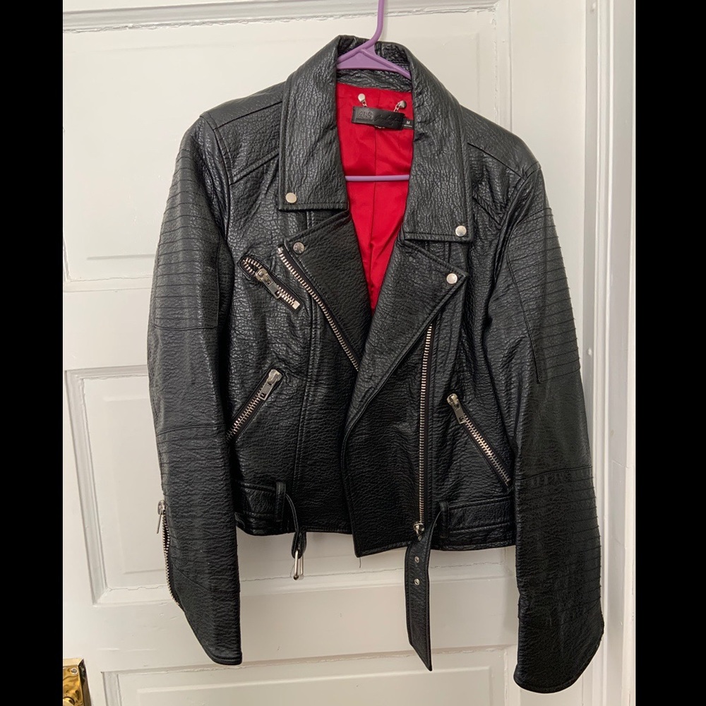 Faux leather moto jacket